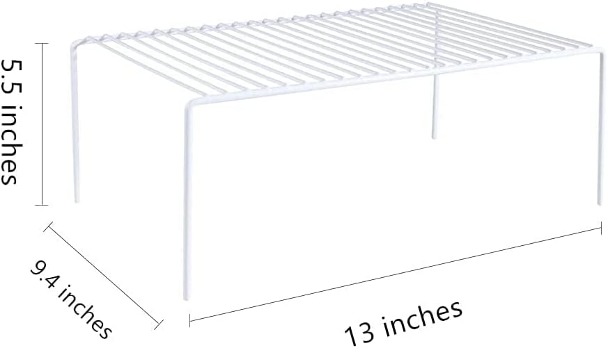 Kitchen Cabinet Shelf Organizer Set of 4, Medium (13 x 9.4 inch) Metal Wire Pantry Storage Shelves, Dish Plate Racks for Cabinets, Freezer, Counter, Cupboard Organizers and Storage, White - Image 3