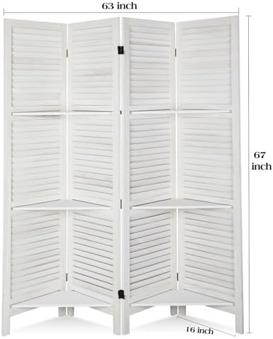 Room Divider with Shelves Freestanding Wood Room Partition Divider - Image 2