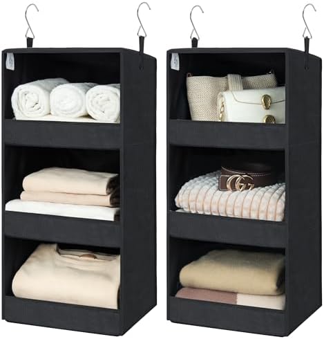 GRANNY SAYS 3-Shelf Hanging Closet Organizer, Foldable Storage, Black by GRANNYSAYS