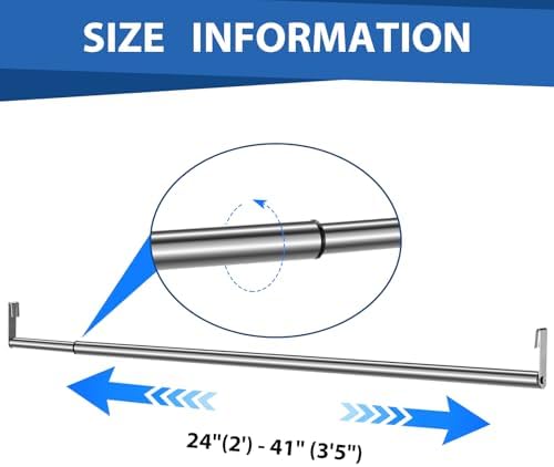 Threehoney Expandable Closet hanger Rod for Wire Shelf, 24-41 Inch, Silver - Image 2