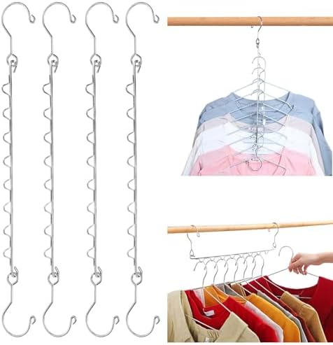 4 Pack Space Saving Hangers for Clothes Metal Hanger Organizer by HDbonemu