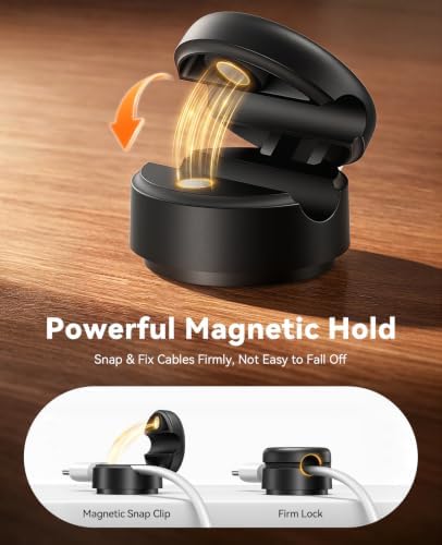 Rocoren 12 Pack Magnetic Cable Clips,360° Rotating Cord Organizer Holder - Image 4