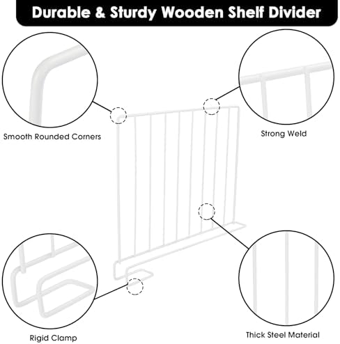 Shelf Dividers, 8 Pack Closet Organizers and Storage, Metal Closet Dividers Shelf Organizer for Wood Shelves, Linen Closet Organization Separators for Purse Handbag Sweater Clothes Wardrobe Cabinet - Image 4