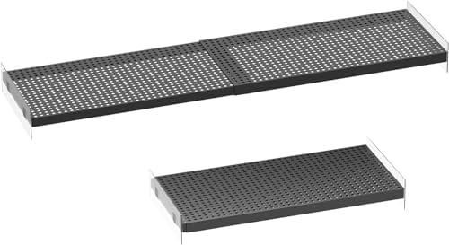 Adjustable Closet Shelves Organizers, Expandable for Cabinet Rack Storage Wardrobe Tension Shelving for Pantry Cupboard Kitchen (2 Perforated, W:7.87" x L: 17" to 31") by SlimmKISS