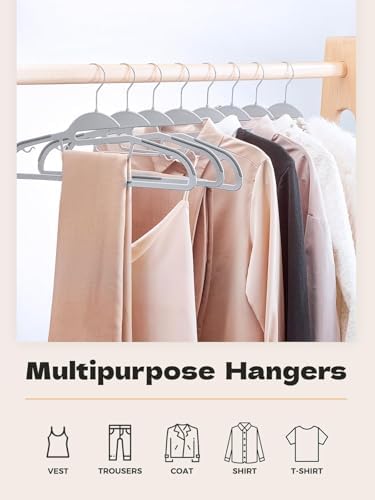 HOUSE DAY Slim Plastic Hangers with Non Slip Rubber Pads, 30 Pack, Grey - Image 2