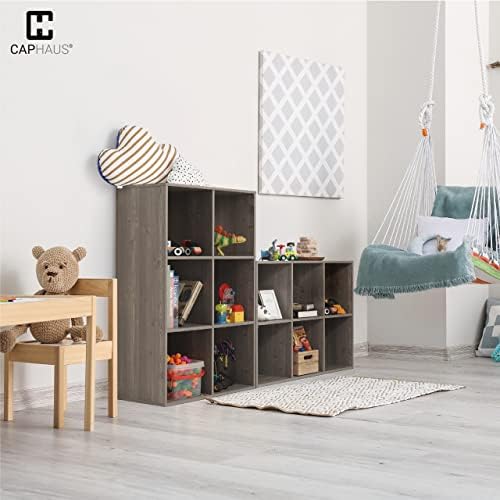 CAPHAUS Sturdy Room 11-Inch Cube Storage Organizer Shelf, with Thick Exterior Edge, Storage Shelf Divider w/Back, Bookcase, 8-Cube, Rustic Grey Oak - Image 7