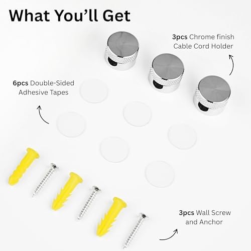 3PCS Premium Cord Holder for Nightstand, Computer Cord Organizer for Desk, Appliance Cord Organizers, Stick-On Cable Clip for Charger, Laptop, USB, Headphones, Wire Management Set, Silver - Image 3
