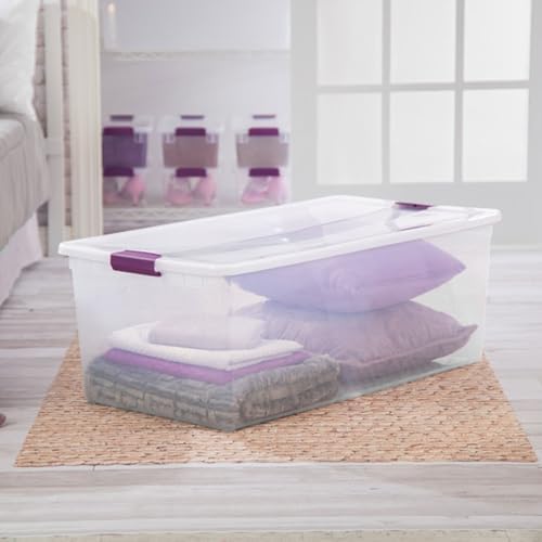 Sterilite 16-Pack 110 Quart ClearView Latch Box, Stackable Organizer Bins with Latching Lids - Clear Plastic Organization Containers for Closet, Bedroom, Shelving Units and Everyday Home Storage - Image 6
