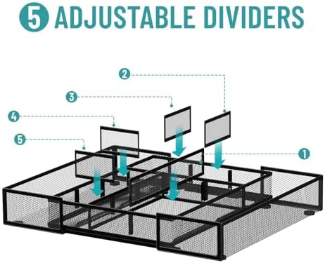 Expandable Desk Drawer Organizer, 10 Adjustable Compartments, Black - Image 4