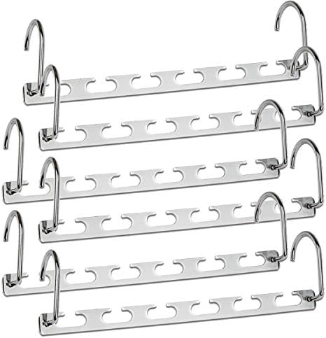 CBTONE 6 Pack Closet Space Saving Hangers, Multi-Purpose Metal Magic Cascading Hangers With Updated Hook Design for Organizing Wardrobe Clothing by CBTONE