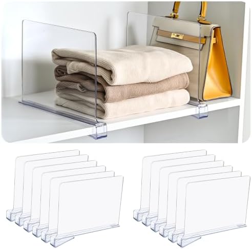 Shelf Dividers，Vertical Purse Organizer for Closet，Thickened and Sturdy Shelf Organizer for Sweater, Shirts, Handbags,8" Tall x 11" (12 Pcs) by UniHIMO