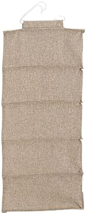 Household Essentials 10‑Pocket Hanging Shoe Organizer with Side‑by‑Side Canvas Storage and 2 Hooks for Support, Beige - Image 6