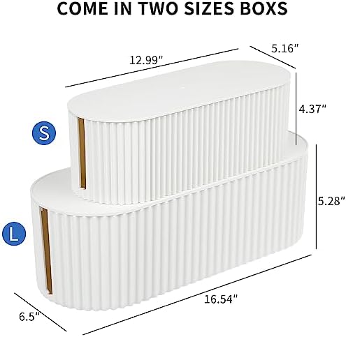 FABROK 2 Pack Cable Management Box, Cord Organizer, White, Small+Large - Image 2