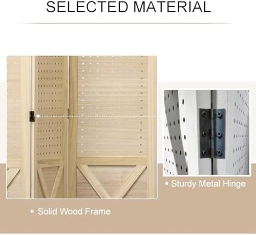 1pc Folding Pegboard Partition Screen - 4 Panel Room Divider for Craft and Art Display - for Retail and Home Use(White) - Image 3