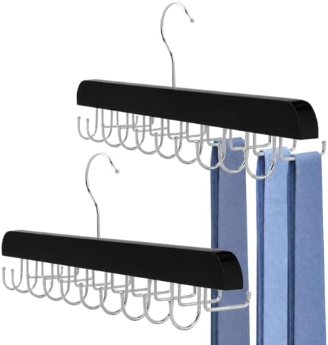 2 Pack Tie and Belt Hanger Rack, 2‑in‑1 Tie and Belt Hanger, Black by Unknown