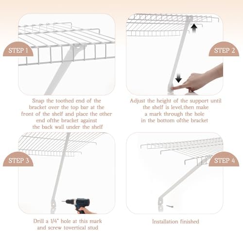 6 Pcs Wire Shelf Support Brackets, 20.5 Inch Wide Closet Shelving - Image 6