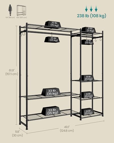 SONGMICS Portable Closet Wardrobe, Freestanding Clothing Rack - Image 5
