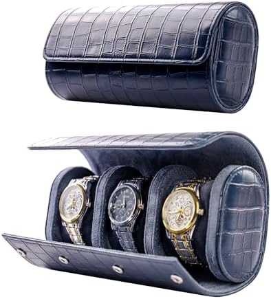 MR.OKAY 3 Watch Travel Case- Classic Leather Watch Case With Superb Texture. (Portable Watch Roll Or Organizer For Storage And Display).Festival Gift For Men, All Handcrafted By Artisans. by MR.OKAY