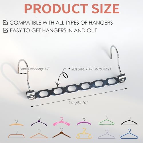 Metal Space Saving Hangers for Clothes, Collapsible Hanger Organizer, 9Pack - Image 3