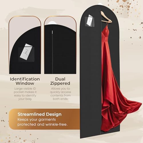 Your Bags 72" Long Wedding Dress Bag for Gowns & Dresses, ID Window - Image 4