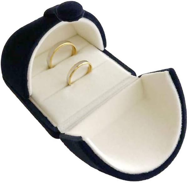 Blue Velvet Jewelry Box for Double Ring Gift Packaging Premium Grade for Wedding Band Engagement Ring (Jewelry is not included)