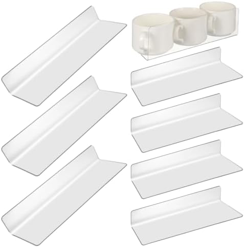 Cabilock 20pcs L-Shaped Shelf Dividers 7.87 Inch Clear Plastic Organizers for Home Cabinet and Supermarket Shelves Stable Design for Efficient Storage of Drinks Bread and Snacks - Image 2