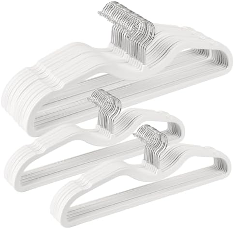 Plastic Short Neck Hangers 40 Pack Ultra-Thin Space-Saving ABS 360° Swivel Hook Ideal for Closet Organization Fits Coats Shirts Dresses & More (40, White) by Unknown
