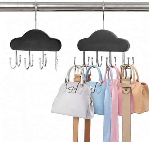 Belt Organizer, Tie Rack with 8 Hooks,Belt Hanger (Black,2 Pcs) by SOULNAMAN