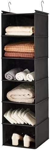 MAX Houser 6 Tier Hanging Closet Organizer with 2 Sturdy Hooks, Black by MAXHouser