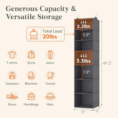 Lifewit Hanging Closet Organizer and Storage for Clothes 7 Tier - Image 3