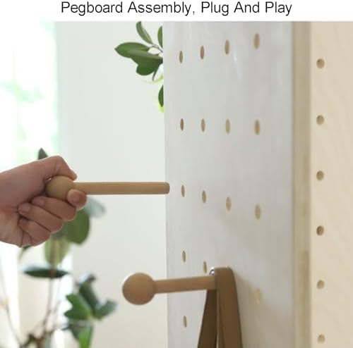 Folding Pegboard Room Divider,5 Panels Pegboard Partition Screen,Room Divider Wall with Foot Brackets,Convenient for Bedroom Market Jewelry Store(Style 1,180x40cm-3 Panel) - Image 3