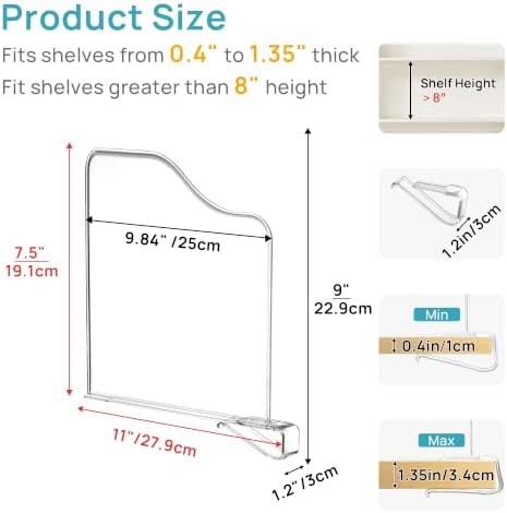 Vtopmart 12 Pack 7.5in Height Shelf Dividers for Closet Organization - Image 2
