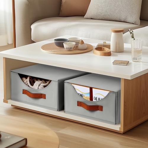 Homsorout Stackable Storage Drawers - Large Collapsible Storage Bins with Drawers, 8 Pack Closet Shelf Organizer Basket, Fabric Pull Out Organizer for Bedroom, Living Room, Dorm, Grey - Image 2