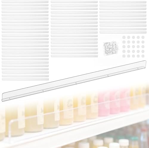 Nalwort 52 Pcs Retail Gondola Shelving Front Fence, Clear PET Shelf Fence with 1/4" Holes and Screws, Front Lips Barrier for Retail Store Display Rack, 1.5" H x 48" L by Nalwort