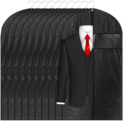10 Pcs 47 Inch Garment Bags Suit Covers, Clear Heavy-Duty Hanging Clothes Protectors for Storage Travel, Gusseted Design with Handles for Suits, Dresses, Jackets, Shirts by Unknown