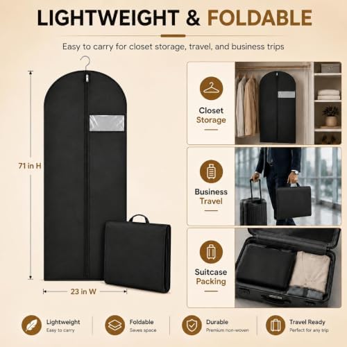 71-Inch Waterproof Garment Bags for Gowns, 2 Pack, Black and White - Image 5