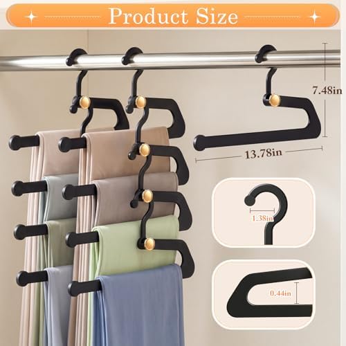 Hangers for Pants 20-Pack, Space Saving Closet Organizer for Jeans Slacks,Non-Slip Hanger for Leggings,Jeans, Slacks, Scarves (Black) - Image 6