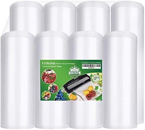 8 Rolls 8"x20'(4)+11"x20'(4) Vacuum Sealer Rolls for Food Storage by KitVacPakDirect