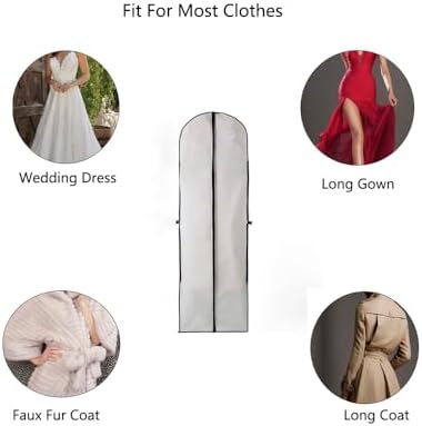 72" Wedding Dress Garment Bags Foldable Dress Bag for Long Gowns Traveling Protector Cover for Hanging Clothes with Zipper (White) - Image 4