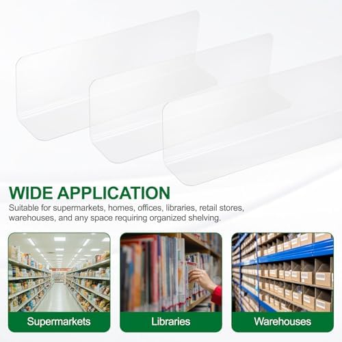 uxcell 4pcs Clear Shelf Dividers, 8"x2.4" Plastic L-Shaped Shelf Separator, Transparent Organizer Divider for Supermarket Store Commodity Classification - Image 6