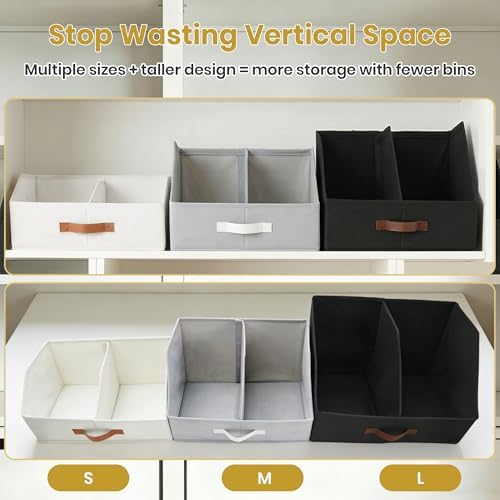 HOMELUX THEORY Closet Organizers Storage, Medium Collapsible Bin 3pc, Black - Image 6