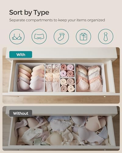 SONGMICS Drawer Organizers, Set of 12, Foldable Fabric Storage Boxes - Image 3