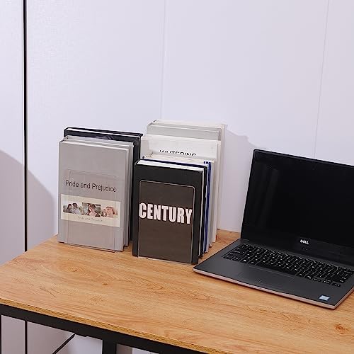 Clear Bookends for Heavy Books,8pcs Acrylic Book Shelf Organizer for Desk,Plastic Heavy Duty Book Holders Standand Invisible Bookshelf Dividers Decorative,Suitable for Office Home Weighted Bookends - Image 4