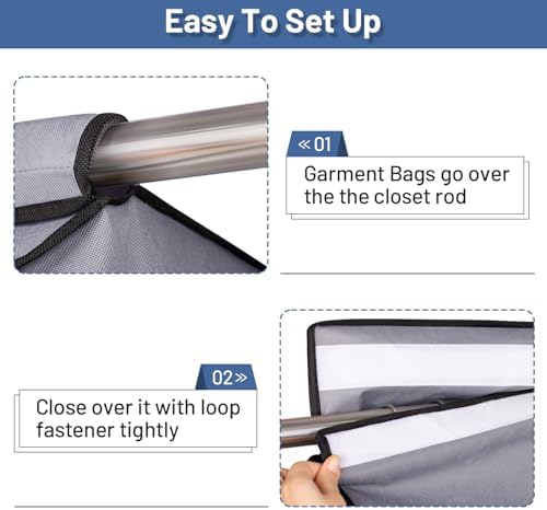 SLEEPING LAMB 35" Garment Bags for Hanging Clothes Storage, Sealed Completely Clothing Rack with Cover with Zipper Clear PVC Window Coat Cover for Closet, Sweaters, Suits protector, 2 Packs, Grey - Image 6