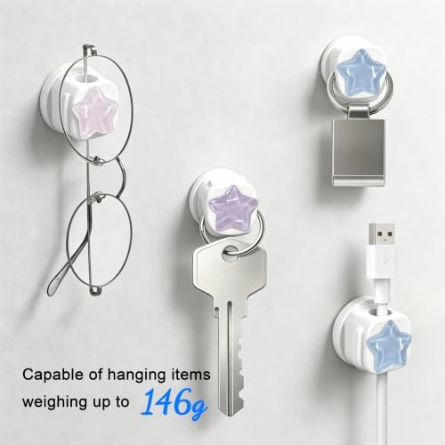 6Pack Magnetic Cable Clips,Night-Glowing Cord Holder,White Star - Image 6