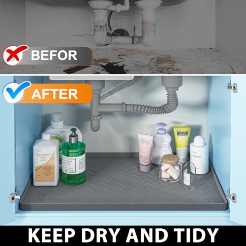 TigeJoy Under Sink Mats for Kitchen Waterproof 31" x 19", Cabinet Liner - Image 5