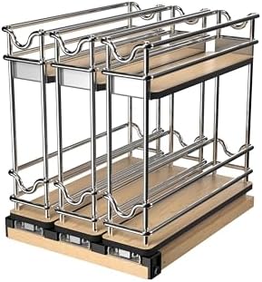 Rev-A-Shelf 9" Pullout Organizer, 2 Tier Triple Narrow Upright Shelf, 5WU2-9N3-1 by Rev-A-Shelf