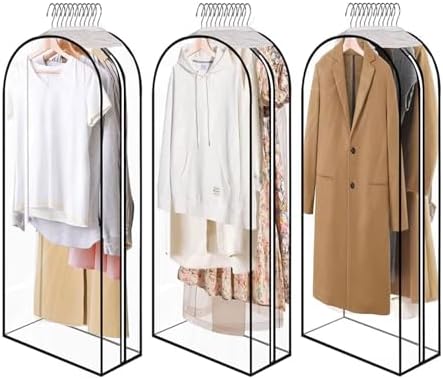 Clear Garment Bags for Hanging Clothes 3-piece set 43inch Long. by Unknown