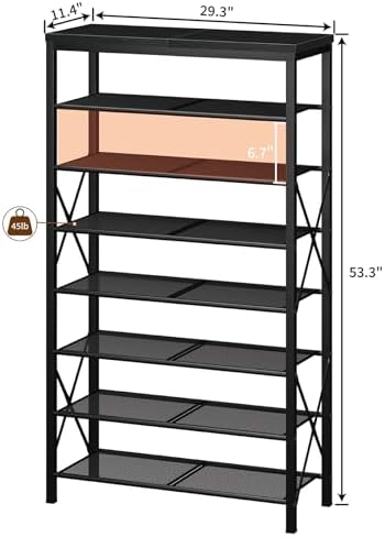 Metal Shoe Rack, 8 Tier Shoe Shelf Holds 32 Pairs, Vertical Shoe Organizer for Garage Front Door Entrance, Black - Image 3