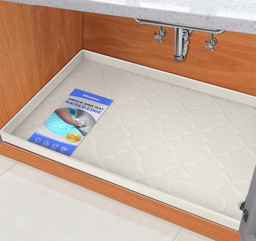 SIKADEER Waterproof Under Sink Mat Silicone 25"x19", Kitchen Cabinet Liner by SIKADEER